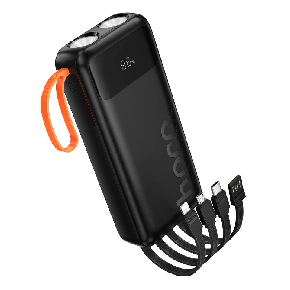 Power Bank Hoco  J151A Spirit 20000mAh με 4 Καλώδια Φόρτισης, Φακό και LED Ένδειξη Μαύρο