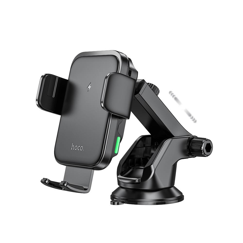 Βάση Στήριξης Αυτοκινήτου Hoco HW11 Jenny με  με Wireless Fast Charger έως 15W και Επεκτεινόμενο Βραχίονα Μαύρη 4.5"-7.0"