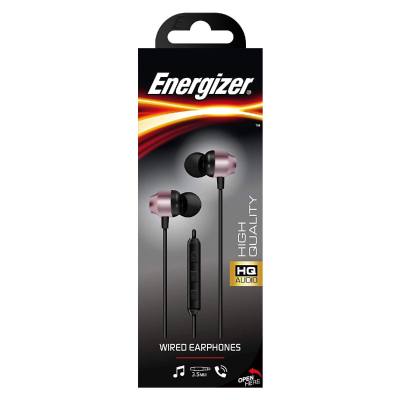 Hands Free Energizer CIA10 Metal Stereo 3.5mm Ροζ Χρυσό με Μικρόφωνο και Πλήκτρο Πολλαπλών Λειτουργιών 1.2m