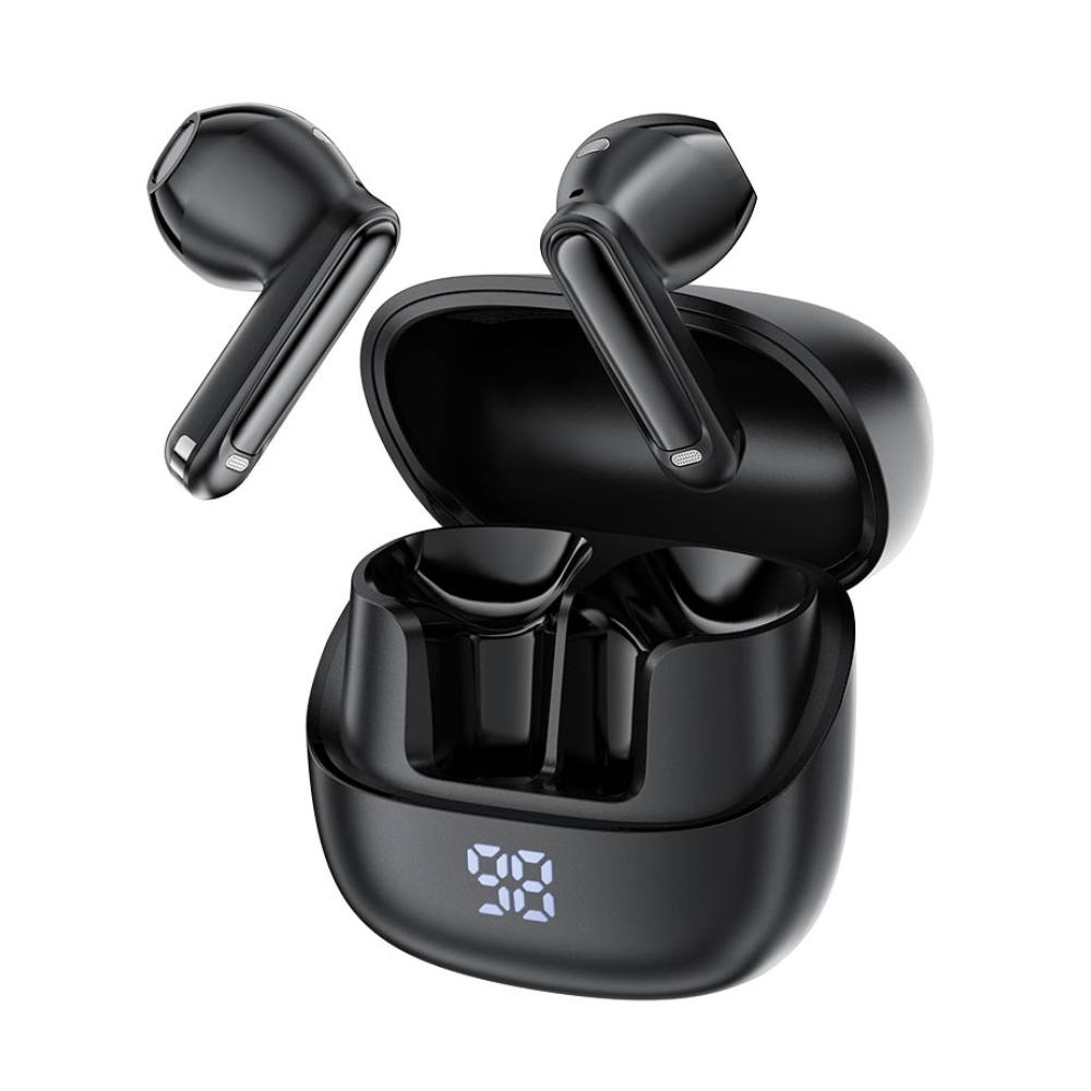 Wireless Earphones Hands Free Acefast W2 TWS v5.4 400mAh 8hr Λειτουργίας ANC και 4-Mic ENC Τεχνολογία IPX4 με LED Display Μαύρα