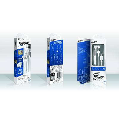 Hands Free Energizer UIL35WH2 Metal Stereo 3.5 mm  με Αντάπτορα Lightning Apple Certified MFi σε 3.5 mm και Πλήκτρα Λειτουργίας 