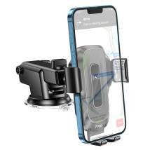 Βάση Στήριξης Αυτοκινήτου Hoco HW3 Wise με Wireless Charger έως 15W USB-C και Επεκτεινόμενο Βραχίονα Μαύρη 4.5"-7"