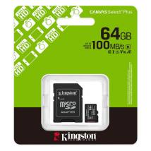 Κάρτα Μνήμης Kingston Canvas Select Plus+ MicroSDXC 64GB Class 10 με SD Adapter έως 150MB/s SDCS3/64GB