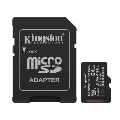 Κάρτα Μνήμης Kingston Canvas Select Plus+ MicroSDXC 64GB Class 10 με SD Adapter έως 150MB/s SDCS3/64GB