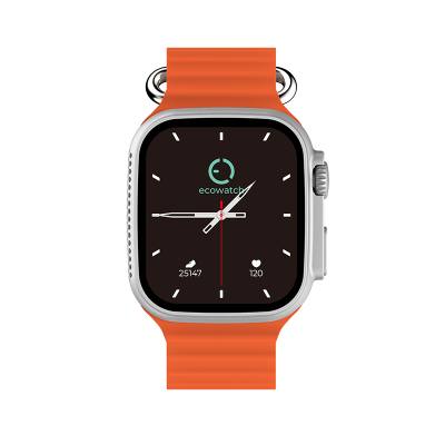 Smartwatch Maxcom Ecowatch 2 1.95” 230mAh IP67 Ασημί με Πορτοκαλί Silicon Band με Call Function