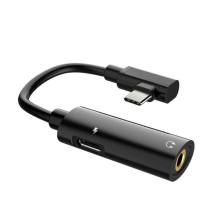 Αντάπτορας Hoco LS19 2 σε 1 USB-C σε USB-C Θηλυκό και 3.5mm Θηλυκό 1.5A Μαύρo