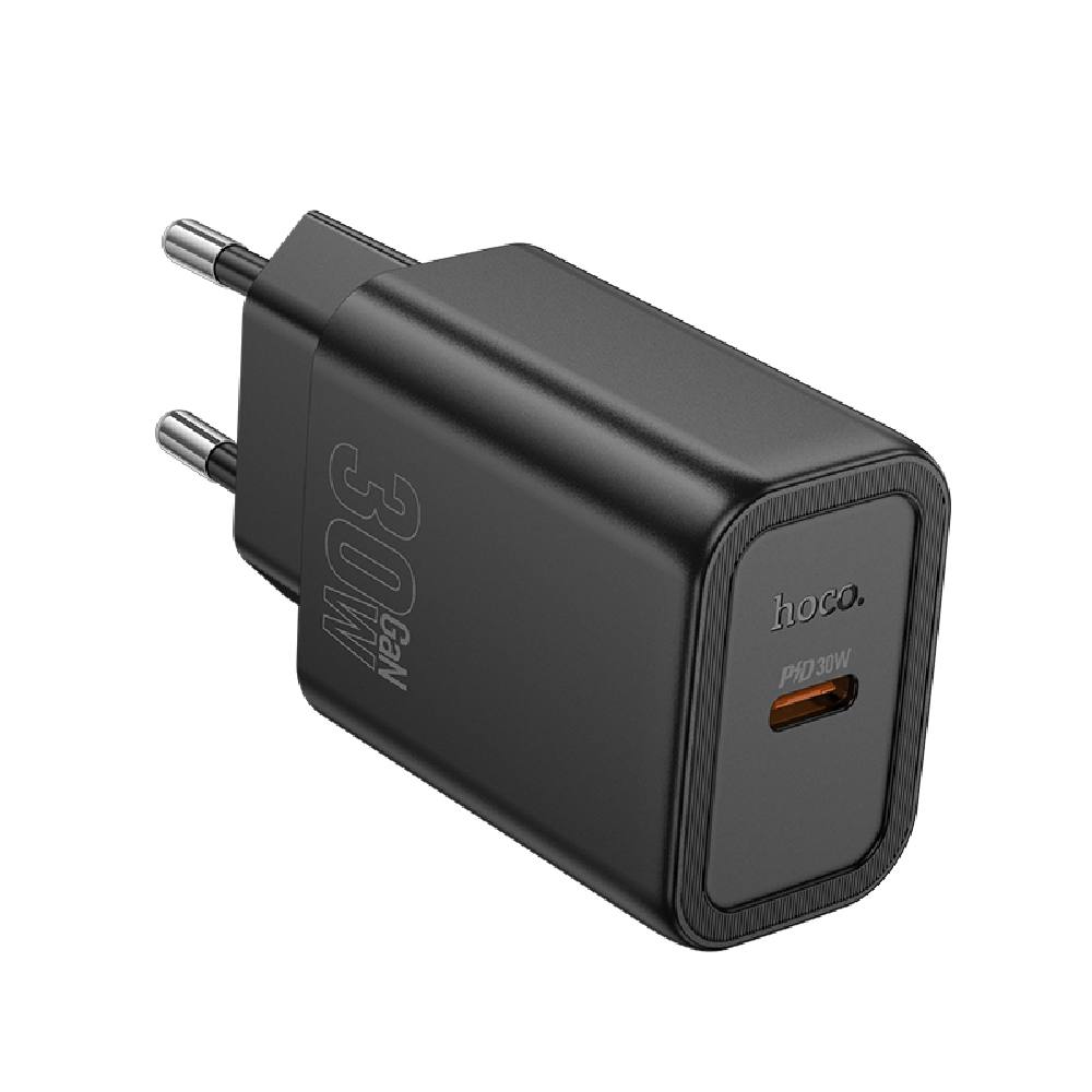 Φορτιστής Ταξιδίου Hoco N62 Gentle με 1 Εξόδο Φόρτισης GaN USB-C PD30W Quick Charge 5V 3.0A  Μαύρος