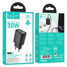Φορτιστής Ταξιδίου Hoco N62 Gentle με 1 Εξόδο Φόρτισης GaN USB-C PD30W Quick Charge 5V 3.0A  Μαύρος