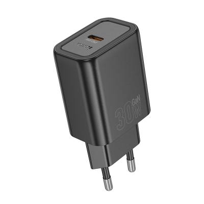 Φορτιστής Ταξιδίου Hoco N62 Gentle με 1 Εξόδο Φόρτισης GaN USB-C PD30W Quick Charge 5V 3.0A  Μαύρος