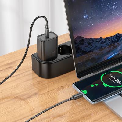 Φορτιστής Ταξιδίου Hoco N62 Gentle με 1 Εξόδο Φόρτισης GaN USB-C PD30W Quick Charge 5V 3.0A  Μαύρος