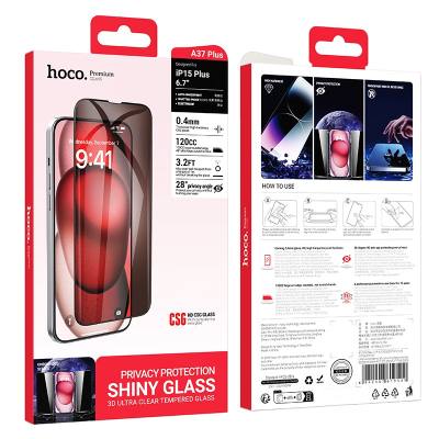 Tempered Glass Hoco Premium Series A37 Plus 120CC Large Arc Edges 28° Privacy Angle Dustproof 0.4mm 3D Anti-Static για Apple iPh