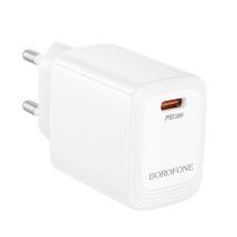 Φορτιστής Ταξιδίου Mini Size Borofone BN28 Fuente GaN USB-C PD30W Λευκός