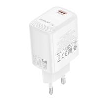Φορτιστής Ταξιδίου Mini Size Borofone BN28 Fuente GaN USB-C PD30W Λευκός