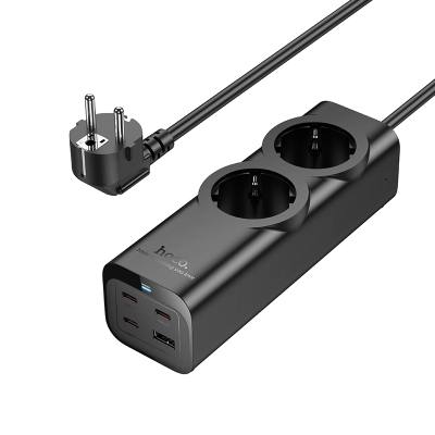 Επιτραπέζιος Φορτιστής Hoco NS10 Wisdom 4000W με 2xΣούκο + 3xUSB-C + 1xUSB-A PD65W με Καλώδιο 2m Μαύρος