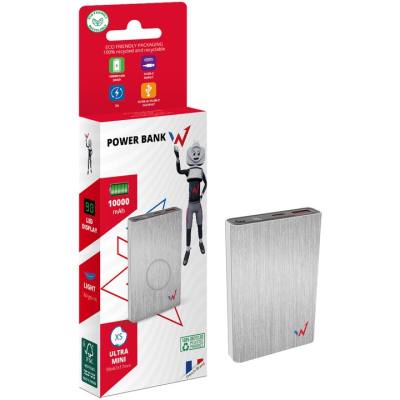 Power Bank Wonder WX10M 10000mAh Ultra Mini με Εξόδους USB-A και USB-C και LED Ένδειξη Μπαταρίας Γκρι