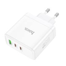 Φορτιστής Ταξιδίου Hoco N30 Glory Fast Charging PD65W QC3.0 2 x USB-C και 1 x USB 5V/3A Λευκός GaN Tech