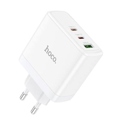 Φορτιστής Ταξιδίου Hoco N30 Glory Fast Charging PD65W QC3.0 2 x USB-C και 1 x USB 5V/3A Λευκός GaN Tech