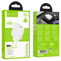 Φορτιστής Ταξιδίου Hoco N50 Scenery GaN 45W με 2 x USB-C και 1 x USB-A  Λευκός