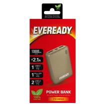 Power Bank Energizer Eveready Mini 10000mAh 2.1A με 2x USB 2.0 και LED Ένδειξη Μπαταρίας Χρυσαφί