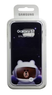Θήκη Faceplate Samsung S7 Line Friends Cover "Mr. Brown" EF-XG930LDEGWW για SM-G930F Galaxy S7 Μαύρη