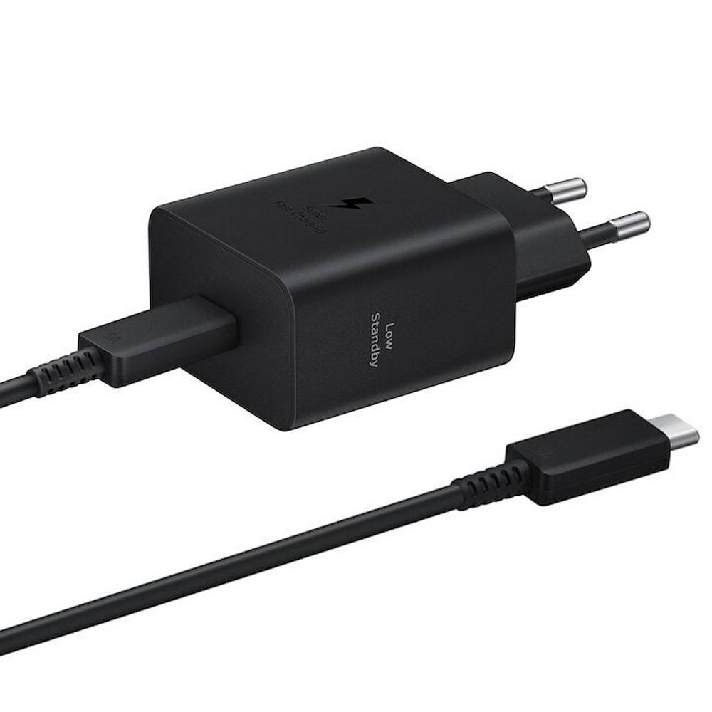 Φορτιστής Ταξιδίου Samsung Super Fast Charging T4511XBE 45W USB-C και Καλώδιο USB-C σε USB-C Μαύρο 1.8m