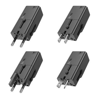 Φορτιστής Ταξιδίου Hoco AC25 Universal Converter US/EU/AU/ UK USB-C PD30W GaN Μαύρος