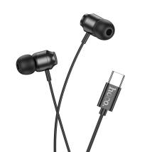Hands Free Hoco M122 Power Earphones Stereo USB-C με Μικρόφωνο και Πλήκτρο Λειτουργίας 1.2m Μαύρα Συμβατά με Συσκευές USB-C