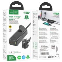 Επιτραπέζιος Φορτιστής Hoco NS4 Sharp με Προέκταση Πρίζας και 3 Εξόδους Φόρτισης 2xUSB-C 65W και 1xUSB-A 30W Μαύρος