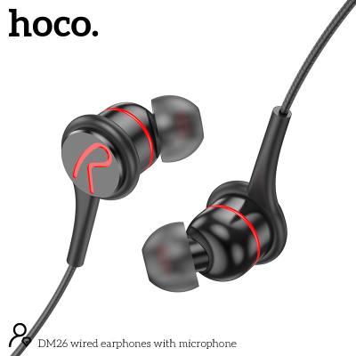 Hands Free Hoco DM26 Earphones Stereo 3.5mm Ανάγλυφο Καλώδιο με  Elbow Design 1.2m Μαύρα