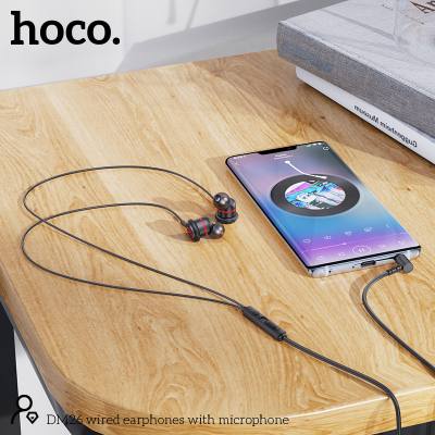 Hands Free Hoco DM26 Earphones Stereo 3.5mm Ανάγλυφο Καλώδιο με  Elbow Design 1.2m Μαύρα