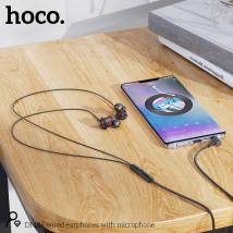 Hands Free Hoco DM26 Earphones Stereo 3.5mm Ανάγλυφο Καλώδιο με  Elbow Design 1.2m Μαύρα
