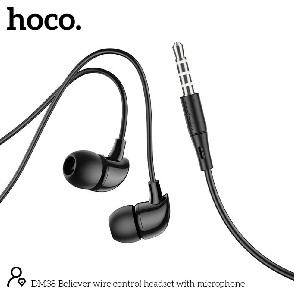 Hands Free Hoco DM38 Believer Stereo 3.5mm με Μικρόφωνο και Πλήκτρο Λειτουργίας 1.2m  Μαύρα