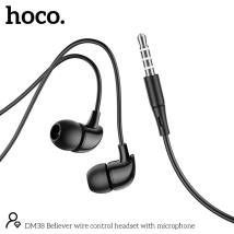 Hands Free Hoco DM38 Believer Stereo 3.5mm με Μικρόφωνο και Πλήκτρο Λειτουργίας 1.2m  Μαύρα
