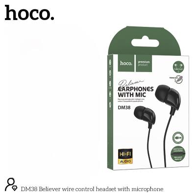Hands Free Hoco DM38 Believer Stereo 3.5mm με Μικρόφωνο και Πλήκτρο Λειτουργίας 1.2m  Μαύρα
