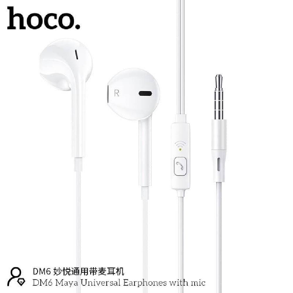 Hands Free Hoco DM6 Maya Earphones Stereo 3.5mm με Μικρόφωνο και Πλήκτρο Λειτουργίας 1.2m Λευκά