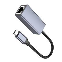 Αντάπτορας  Hoco UA37 USB-C σε RJ45 OTG 10/100/1000Mbps 12cm Γκρι