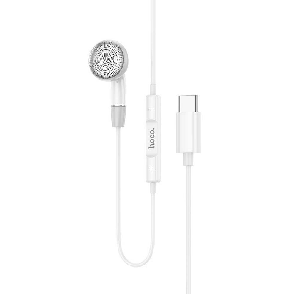Hands Free Hoco DM53 Unilateral Earphones Stereo USB-C  με Μικρόφωνο και Πλήκτρο Λειτουργίας 1.2m Λευκά Συμβατό με όλες τις Συσκ