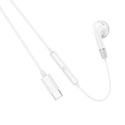 Hands Free Hoco DM53 Unilateral Earphones Stereo USB-C  με Μικρόφωνο και Πλήκτρο Λειτουργίας 1.2m Λευκά Συμβατό με όλες τις Συσκ
