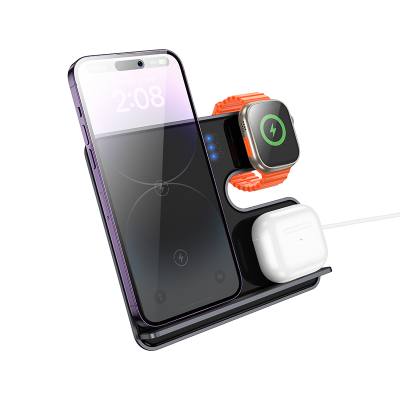 Επιτραπέζια Βάση Ασύρματης Φόρτισης Hoco CQ19 Falcon 3-σε-1 15W Κάθετη Φόρτιση 3 Συσκευών Μαύρη