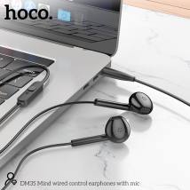 Hands Free Hoco DM35 Mind Earphones Stereo 3.5mm με Μικρόφωνο και Πλήκτρο Λειτουργίας 1.2m Μαύρα