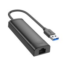USB Hub Hoco HB42 USB σε 3 x USB 3.0 και RJ45  με Λειτουργία Μεταφοράς Δεδομένων 1000Mbps 0.2m Μαύρο