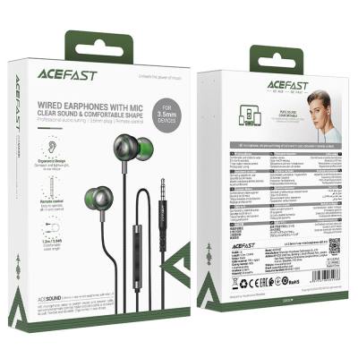 Hands Free Acefast L4 Earphones Stereo 3.5mm Braided Μαύρα 1.2m με Μικρόφωνο και Πλήκτρο Λειτουργίας