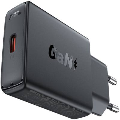 Φορτιστής Ταξιδίου Acefast A65 Ultra Thin Fast Charging 1xUSB-C PD20W QC3.0 GaN Μαύρος
