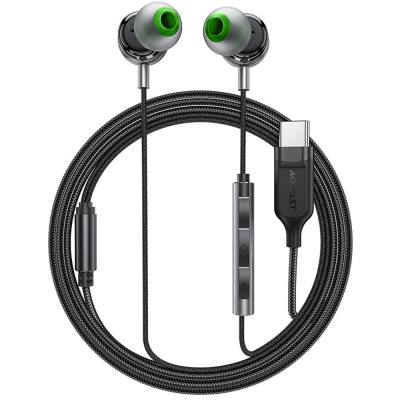 Hands Free Acefast L5 Earphones Stereo USB-C Braided Μαύρα 1.2m με Μικρόφωνο και Πλήκτρο Λειτουργίας Συμβατά με Όλες τις Συσκευέ