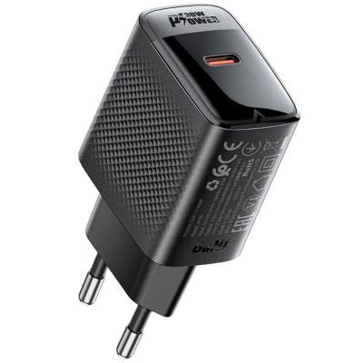 Φορτιστής Ταξιδίου Acefast A102 Fast Charging USB-C PD30W QC3.0 GaN Μαύρος