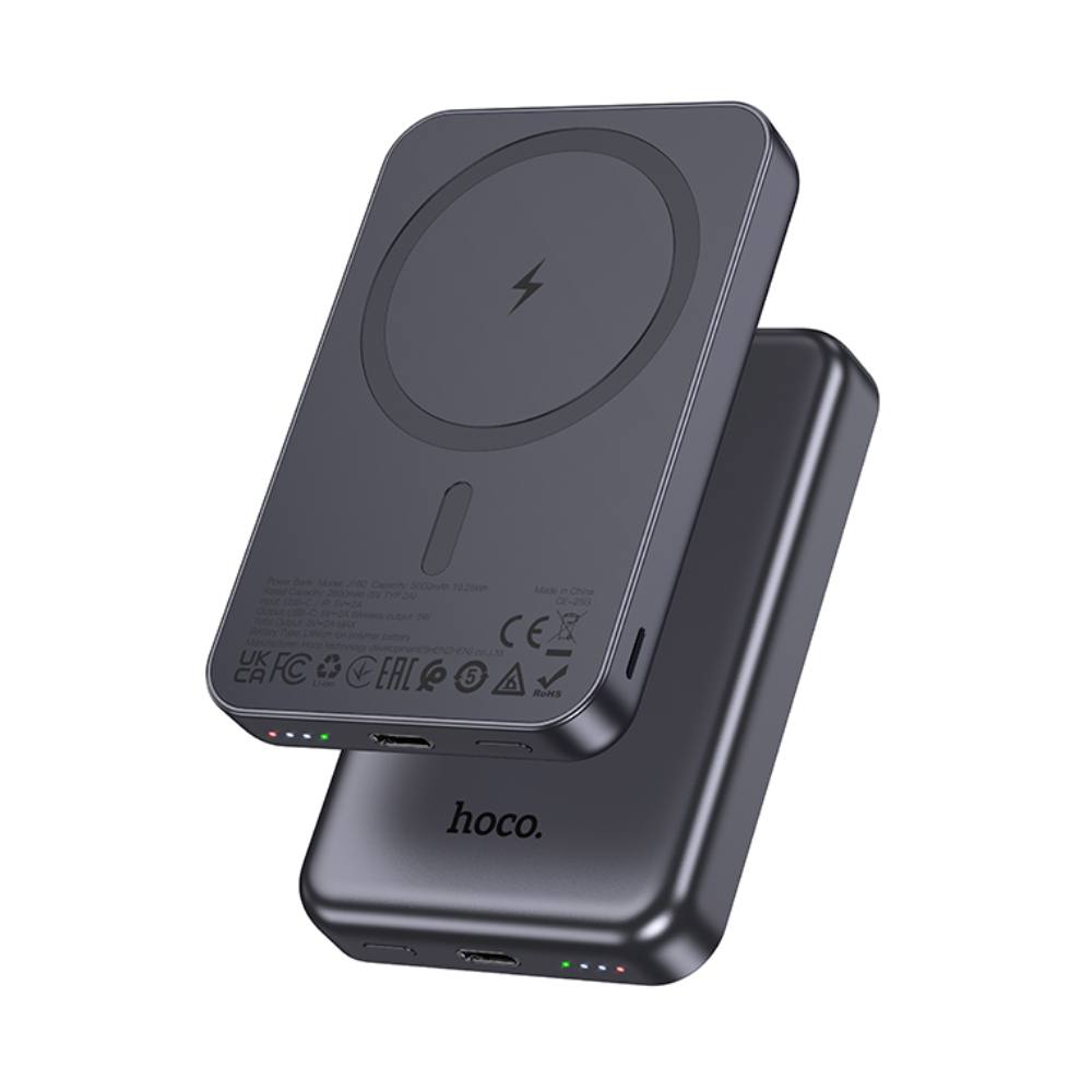 Power Bank Hoco J160 5000mAh με Ασύρματη Φόρτιση 5W και Έξοδο USB-C 5V/2A και LED Ένδειξη Μπαταρίας Μαύρο