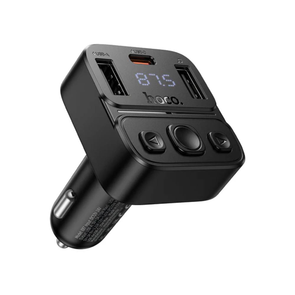 Bluetooth FM Transmitter Hoco E87 Delta 35W με 2xUSB-A και 1xUSB-C PD20W BT v5.4 Υποστηρίζει Αναπαραγωγή Μουσικής απο USB και Απ