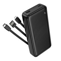 Power Bank Borofone BJ79A 20000mAh με 3 Καλώδια Φόρτισης USB-C, USB-A, Lightning και LED Ένδειξη Μπαταρίας Μαύρο