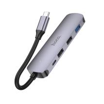 Hub USB-C Hoco HB27 HDMI+PD60W+USB3.0+2xUSB2.0 60W 20V/3A Γκρι 13cm