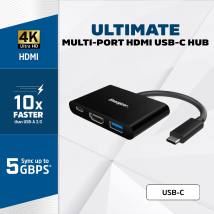 Hub Energizer USB-C HC303CV  σε USB-A 3.0 + HDMI 4K + USB-C  Μαύρο